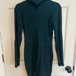Old Navy Dark Green Ribbed Long Sleeve Turtleneck Body-con Dress